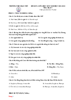 Đề thi giữa kì 2 môn Địa 7 THCS Đạo Trù 2021-2022 (có đáp án và ma trận)