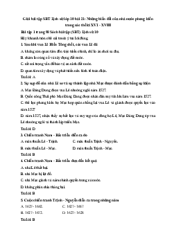 Giải bài tập SBT Lịch sử lớp 10 bài 21: Những biến đổi của nhà nước phong kiến trong các thế kỉ XVI - XVIII