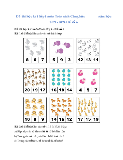 ĐỀ KIỂM TRA CUỐI HỌC KÌ 1 lớp 1 môn Toán  | Đề 6 | Cùng học để phát triển năng lực