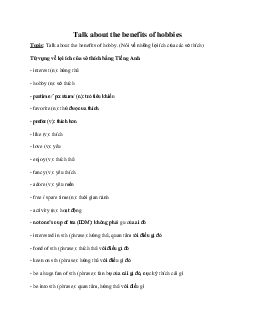 Talk about the benefits of hobbies