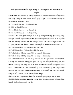 Trắc nghiệm Sinh học 12: Ôn tập chương 2