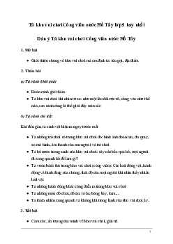 Tập làm văn lớp 5: Tả khu vui chơi Công viên nước Hồ Tây