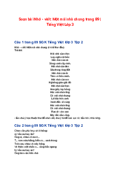 Soạn bài Nhớ - viết: Một mái nhà chung trang 89 | Tiếng Việt Lớp 3 Tập 2 Cánh diều