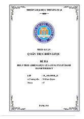 Phân tích Chiến lược Công ty Hanoitourist | Bài thảo luận quản trị chiến lược