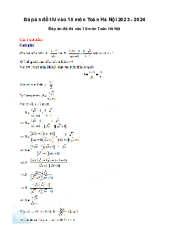Đề thi vào 10 môn Toán năm 2023 - 2024 sở GD&ĐT Hà Nội