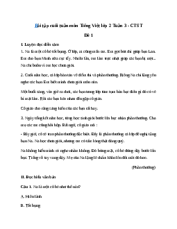 Bài tập cuối tuần lớp 2 môn Tiếng Việt Chân trời sáng tạo - Tuần 3