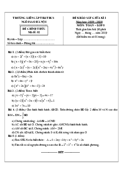 Đề khảo sát giữa kì 1 Toán 8 năm 2019 – 2020 trường TH&THCS Ngôi Sao Hà Nội