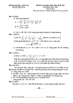 Đề học sinh giỏi Toán 7 năm 2022 – 2023 phòng GD&ĐT Tiền Hải – Thái Bình