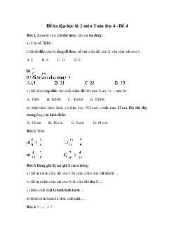 Đề thi học kì 2 môn Toán lớp 4 năm 2024 - Đề 4