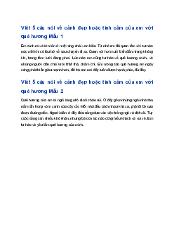 Viết đoạn văn nói về cảnh đẹp hoặc tình cảm của em với quê hương | Tập làm văn 4