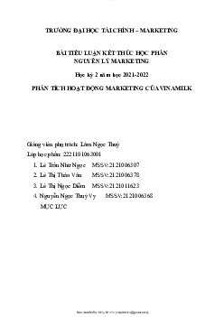 Tiểu luận :Phân tích hoạt động marketing của vinamilk