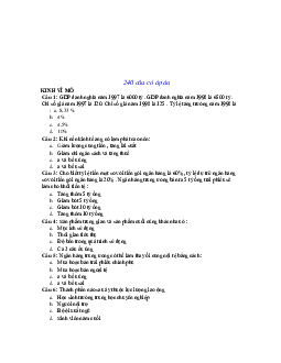 Câu hỏi trắc nghiệm ôn tập môn Kinh tế học vi mô có đáp án