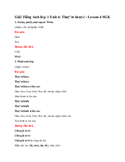 Giải Tiếng Anh lớp 1 Unit 4: They’re bears! - Lesson 4 SGK | Family & Friends