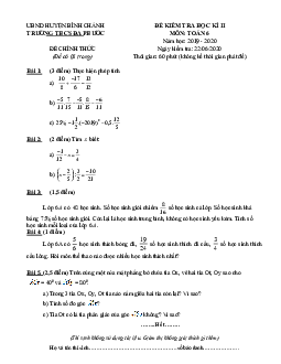 Đề kiểm tra học kì 2 Toán 6 năm 2019 – 2020 trường THCS Đa Phước – TP HCM