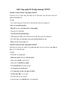 Giải Công nghệ 10 Ôn tập chương 1 KNTT
