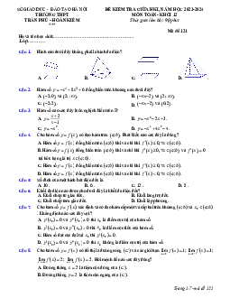 Đề giữa học kì 1 Toán 12 năm 2023 – 2024 trường THPT Trần Phú – Hà Nội