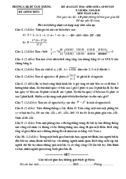 Đề giao lưu HSG Toán 6 năm 2018 – 2019 phòng GD&ĐT Tam Dương – Vĩnh Phúc