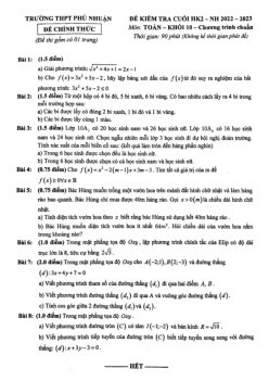 Đề cuối HK2 Toán 10 năm 2022 – 2023 trường THPT Phú Nhuận – TP HCM