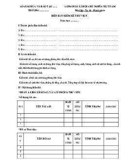 Mẫu biên bản kiểm kê thư viện