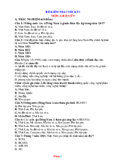 Đề Ôn Thi HK1 Lịch Sử 9 Năm 2022-2023 (Có Đáp Án)