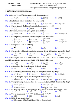 Giải Đề thi học kì 1 môn Toán 10 năm 2023 - 2024 sách Kết nối tri thức với cuộc sống đề 5