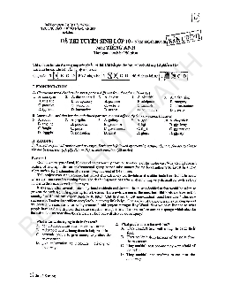Đề thi vào 10 Chuyên Tiếng Anh Phổ thông năng khiếu Hồ Chí Minh năm 2006-2007