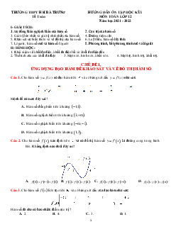Hướng dẫn ôn tập học kỳ 1 Toán 12 năm 2021 – 2022 trường Hai Bà Trưng – TT Huế