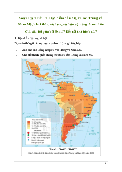 Giải Địa lí 7 Bài 17: Đặc điểm dân cư, xã hội Trung và Nam Mỹ, khai thác, sử dụng và bảo vệ rừng A-ma-dôn | Kết nối tri thức