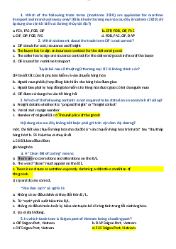 Đề cương trắc nghiệm ôn thi giữa kỳ môn Thanh toán quốc tế chi tiết có đáp án