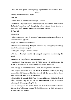 Phân tích nhân vật Thị Nở trong truyện ngắn Chí Phèo của Nam Cao | Văn mẫu 11 Kết nối tri thức