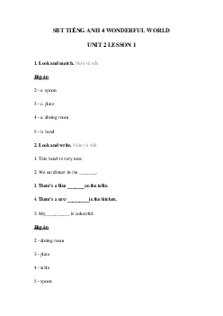 Sách bài tập Tiếng Anh 4 Wonderful world Unit 2 lesson 1