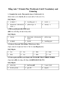 Tiếng Anh 7 Friends Plus Workbook Unit 8 Vocabulary and Listening
