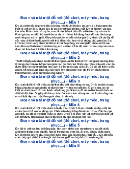 Viết đoạn văn tả một đồ vật (đồ chơi, máy móc, trang phục,...) - Tập làm văn lớp 3 Cánh diều