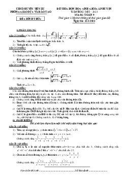 Đề học sinh giỏi huyện Toán 9 năm 2022 – 2023 phòng GD&ĐT Tiên Du – Bắc Ninh