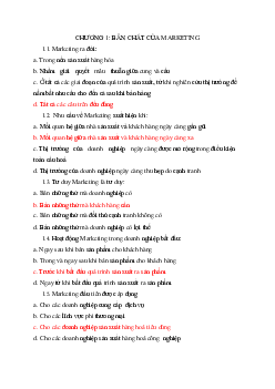 Bộ đề thi trắc nghiệm Marketing căn bản | Học viện Nông nghiệp Việt Nam