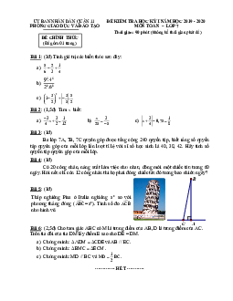 Đề thi học kỳ 1 Toán 7 năm 2019 – 2020 phòng GD&ĐT Quận 11 – TP HCM