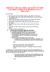 Trình bày kết quả phân loại ngôn ngữ môn Dẫn luận ngôn ngữ | Trường Đại học Ngoại ngữ, Đại học Đà Nẵng