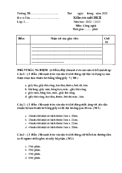 Đề thi học kì 2 môn Công Nghệ 3 năm 2022 - 2023 (Đề 1) | Cánh diều
