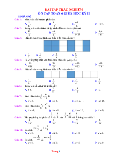 Trắc nghiệm ôn tập Toán 6 Chân trời sáng tạo giữa học kì 2