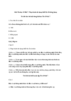 Tin học 10 Bài 7: Thực hành sử dụng thiết bị số thông dụng