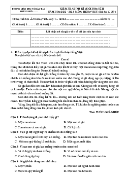 Đề thi học kì 2 môn Tiếng Việt lớp 4 năm 2022 - 2023 theo Thông tư 22 | đề 6