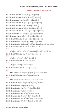 Chuyên đề tìm GTLN – GTNN của biểu thức bồi dưỡng học sinh giỏi Toán 8