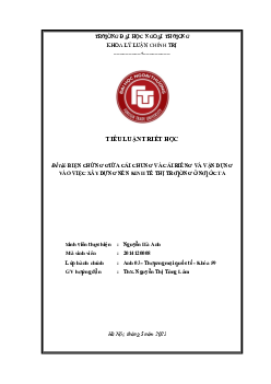 Tiểu luận Triết học "Biện chứng giữa cái chung cái riêng và vận dụng vào việc xây dựng nền kinh tế nước ta"