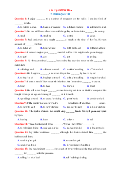 Bài tập kiểm tra danh động từ trong Tiếng Anh lớp 12 (có đáp án)