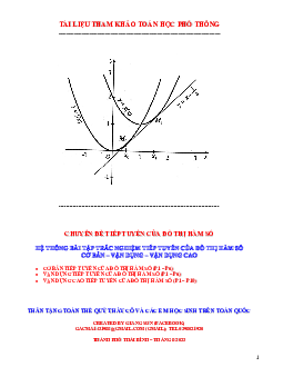 Hệ thống bài tập trắc nghiệm tiếp tuyến đồ thị hàm số cơ bản – vận dụng – vận dụng cao