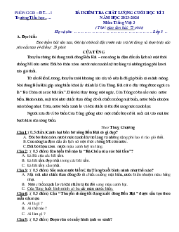 Đề thi học kì 1 môn Tiếng Việt lớp 3 năm 2023 - 2024 (Đề 1) | Cánh diều