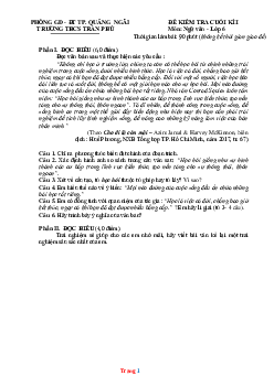 Đề thi học kì 1 môn Văn 6 Kết nối THCS Trần Phú (có đáp án và ma trận)