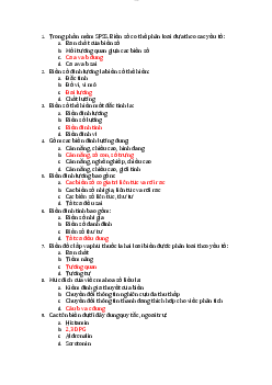 Trắc nghiệm SPSS có đáp án