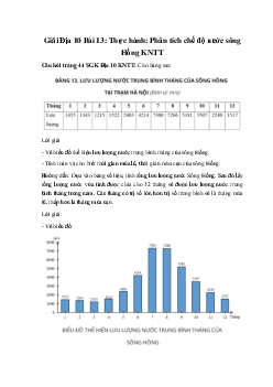 Giải Địa 10 Bài 13: Thực hành: Phân tích chế độ nước sông Hồng KNTT