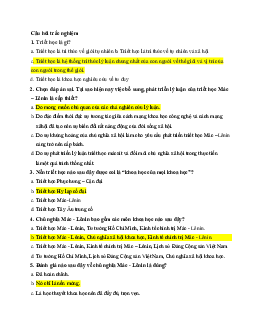 Câu hỏi trắc nghiệm triết học mác - lênin (có đáp án )